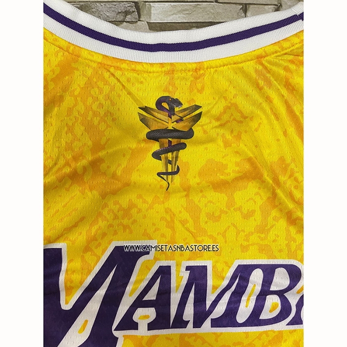 Kobe Bryant NO 24 Camiseta Los Angeles Lakers Mamba Amarillo